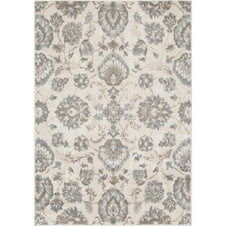 WALL-TO-WALL 8 x 10 ft. Danby Emery Floral Rug, Grey WA2440678